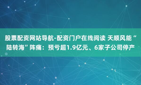 股票配资网站导航-配资门户在线阅读 天顺风能“陆转海”阵痛：预亏超1.9亿元、6家子公司停产